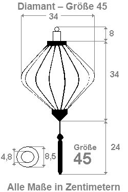 Rode lampion diamant 45