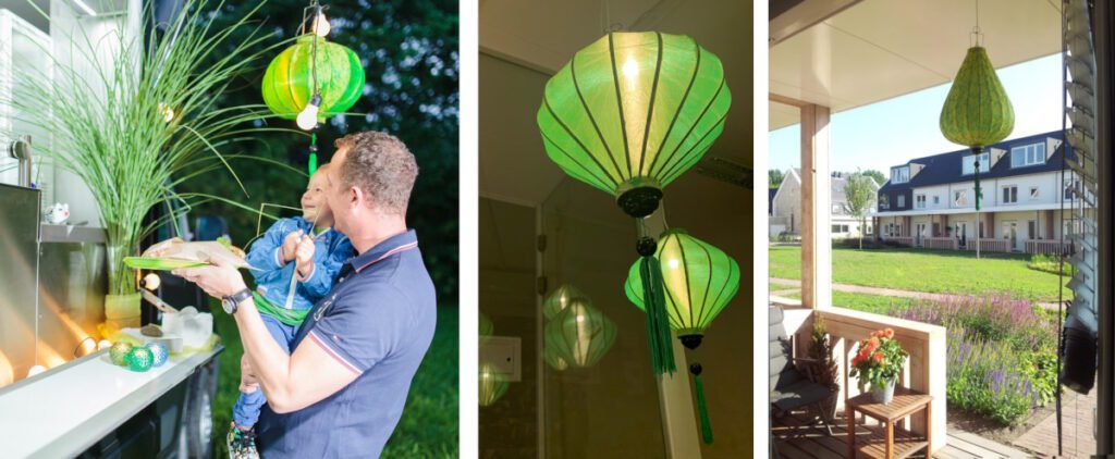 Groene lampionnen als hanglamp