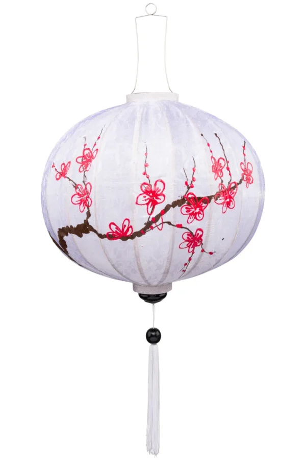 Ronde chinese zijden lampion met kersenbloesem