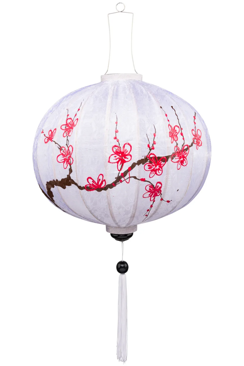 Ronde chinese zijden lampion met kersenbloesem