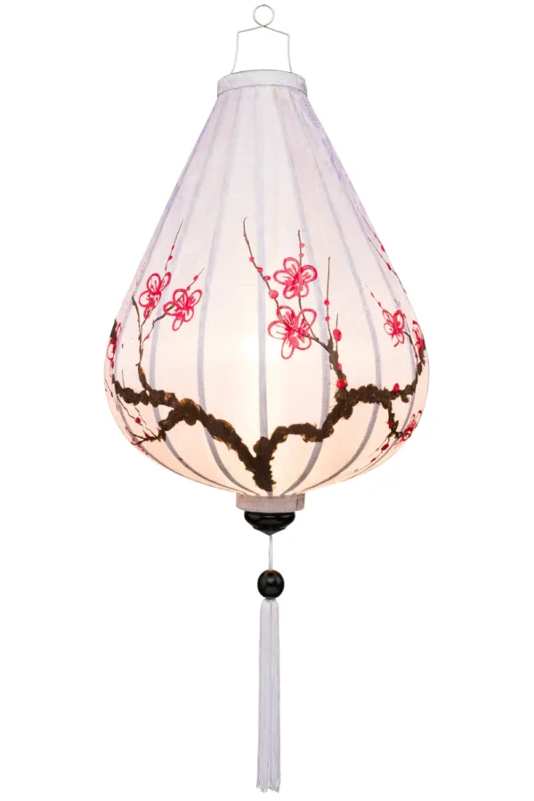 Zijden lampion met kersenbloem motief druppel verlicht