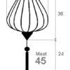 Afmeting van een lampion druppel in de maat 45